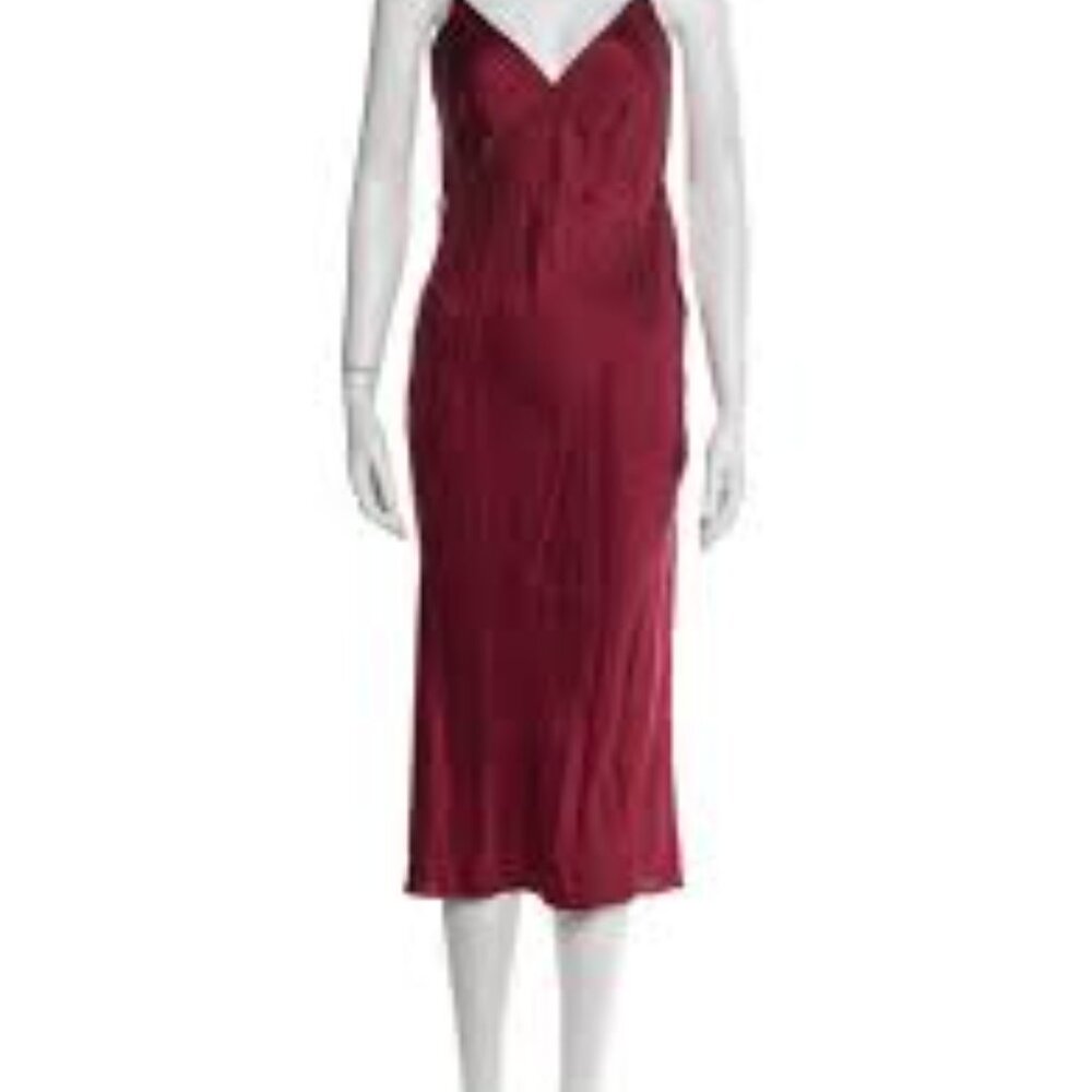 Olivia Von Halle Dress (100% silk, Midi Length) Red